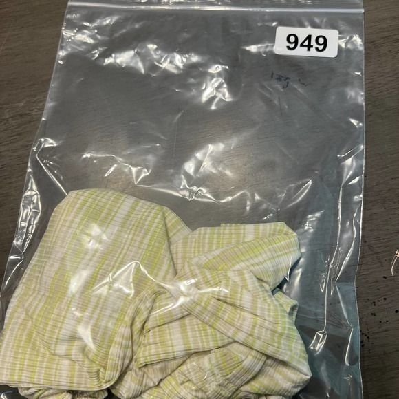 Good Luck Gem Striped Puff Sleeve Top Ribbed Knit Tee Chartreuse White M - Picture 10 of 10